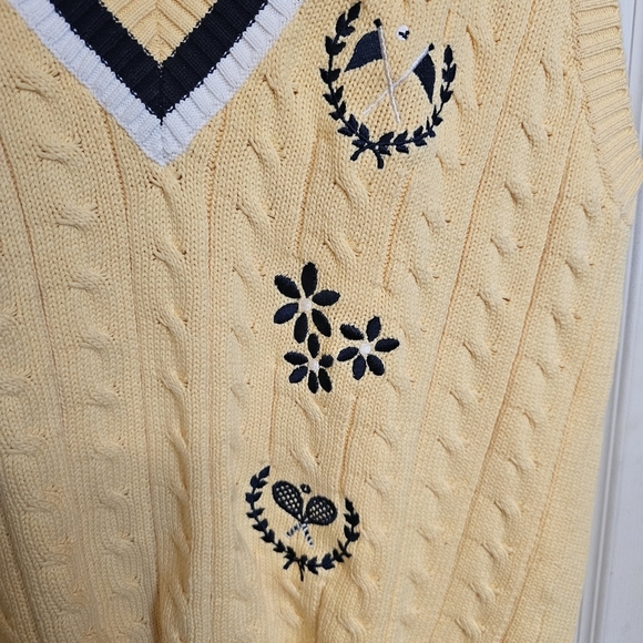 Like New Vintage Tennis Preppy Old Money Chunky Cable Knit V-neck Vest - Picture 4 of 4